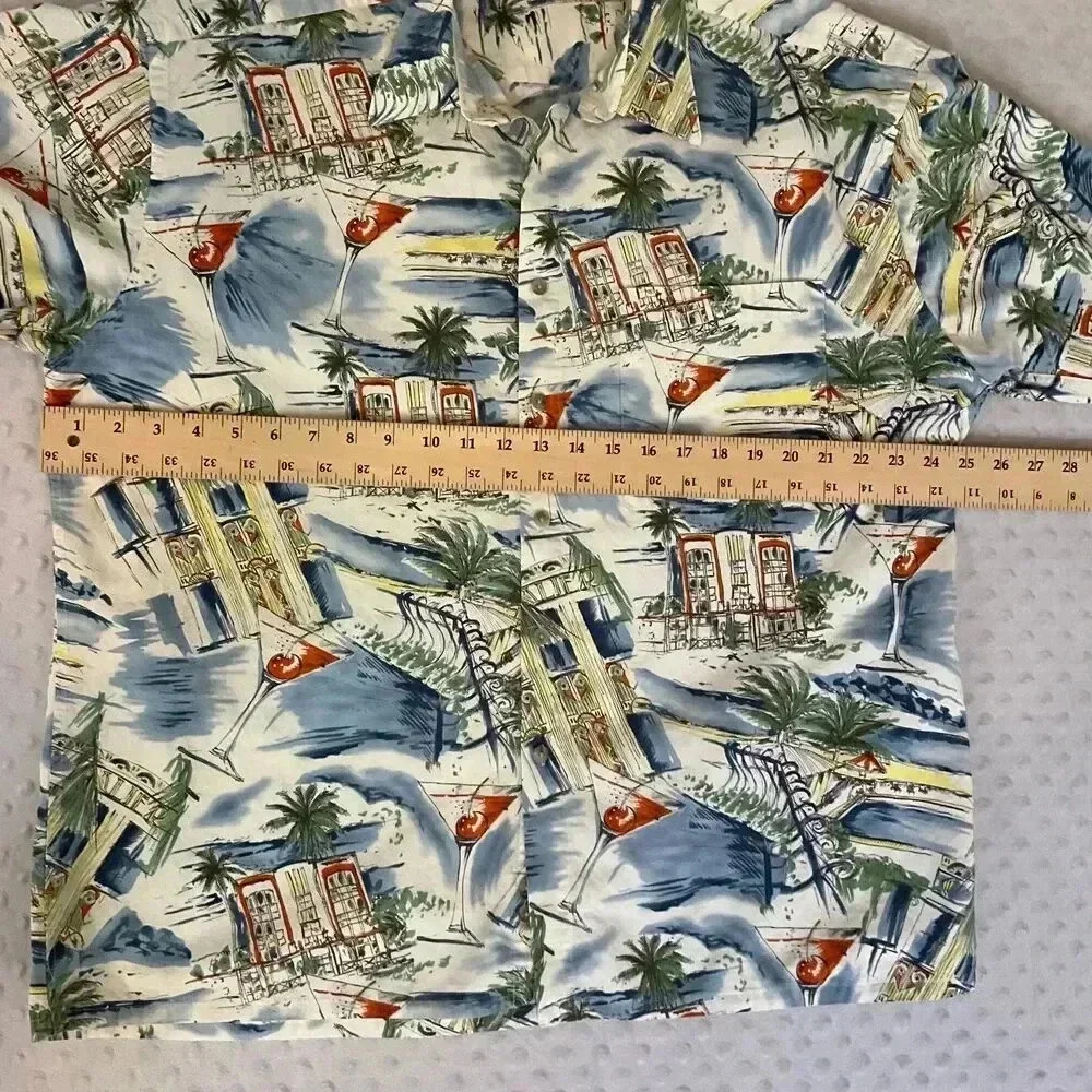 Pierre Cardin Multicolor Short Sleeve Button Up‎ Hawaiian Shirt Mens XL